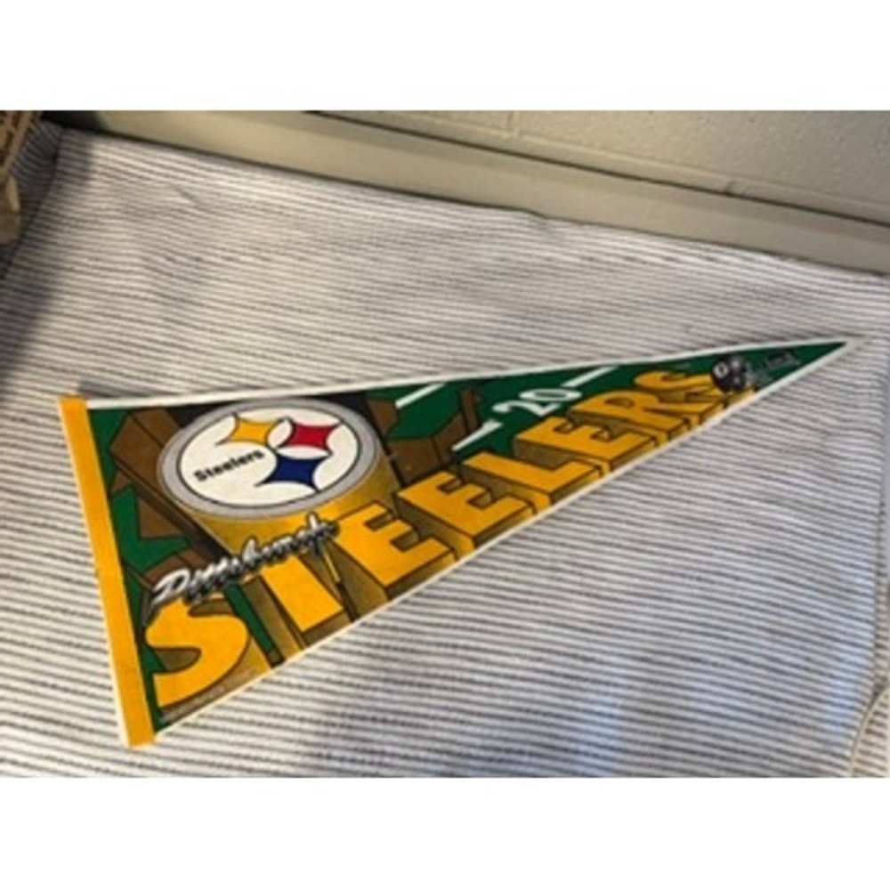 Vintage Pittsburgh Steelers NFL Pennant Felt Banner Yellow Green 1994 30 Inch